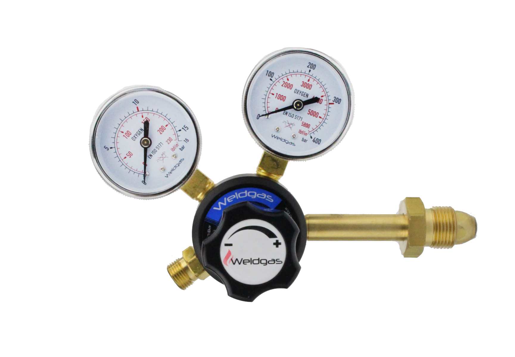 Weldgas Oxygen Side Entry Single Stage 2 Gauge Regulator 