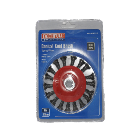 Faithfull Conical Wire Brush 115MM X M14 X 2. 0.5M Wire